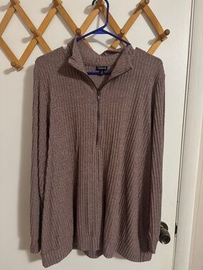 Torrid Ribbed Half-Zip Pullover - Dusty Mauve